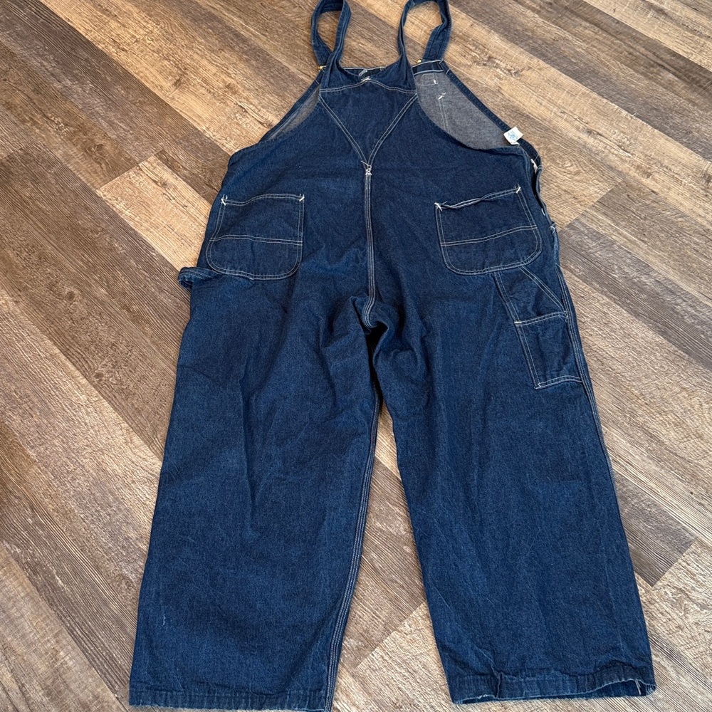Vintage 90s Carhartt Blue Denim Cotton Bib Overalls Made in USA Y2K Size 48x30 - Picture 5 of 8
